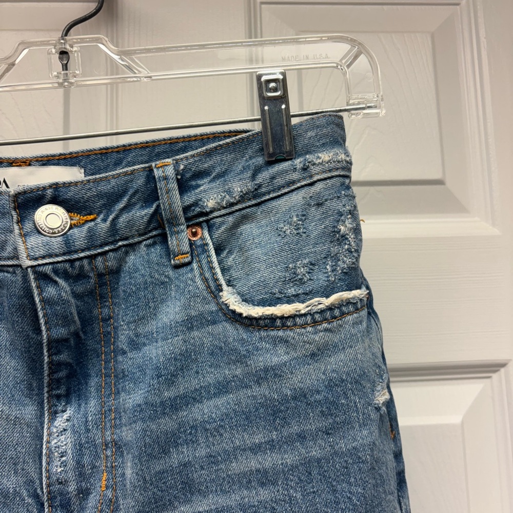 Zara The New Daddy Distressed Straight Leg Jeans β Womenβs Size 2 (EUR 34) - Picture 4 of 9